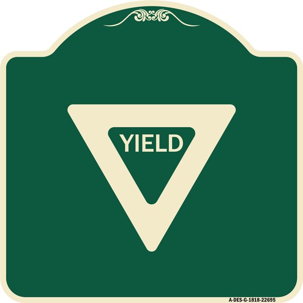 Signmission Designer Series Sign-Yield, Green & Tan Heavy-Gauge Aluminum Sign, 18" x 18", G-1818-22695 A-DES-G-1818-22695 - main